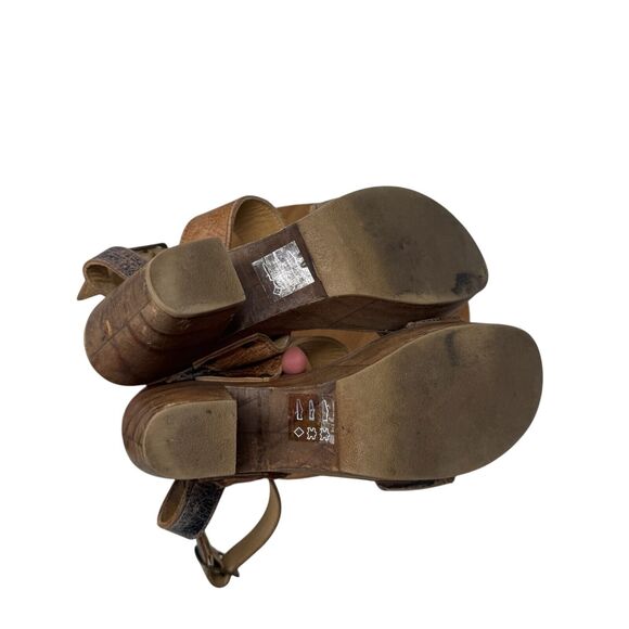 Bed Stu Sophie Platform Heel Sandals Brown Distressed Leather Chunky Y2K Women 7 - Picture 7 of 11